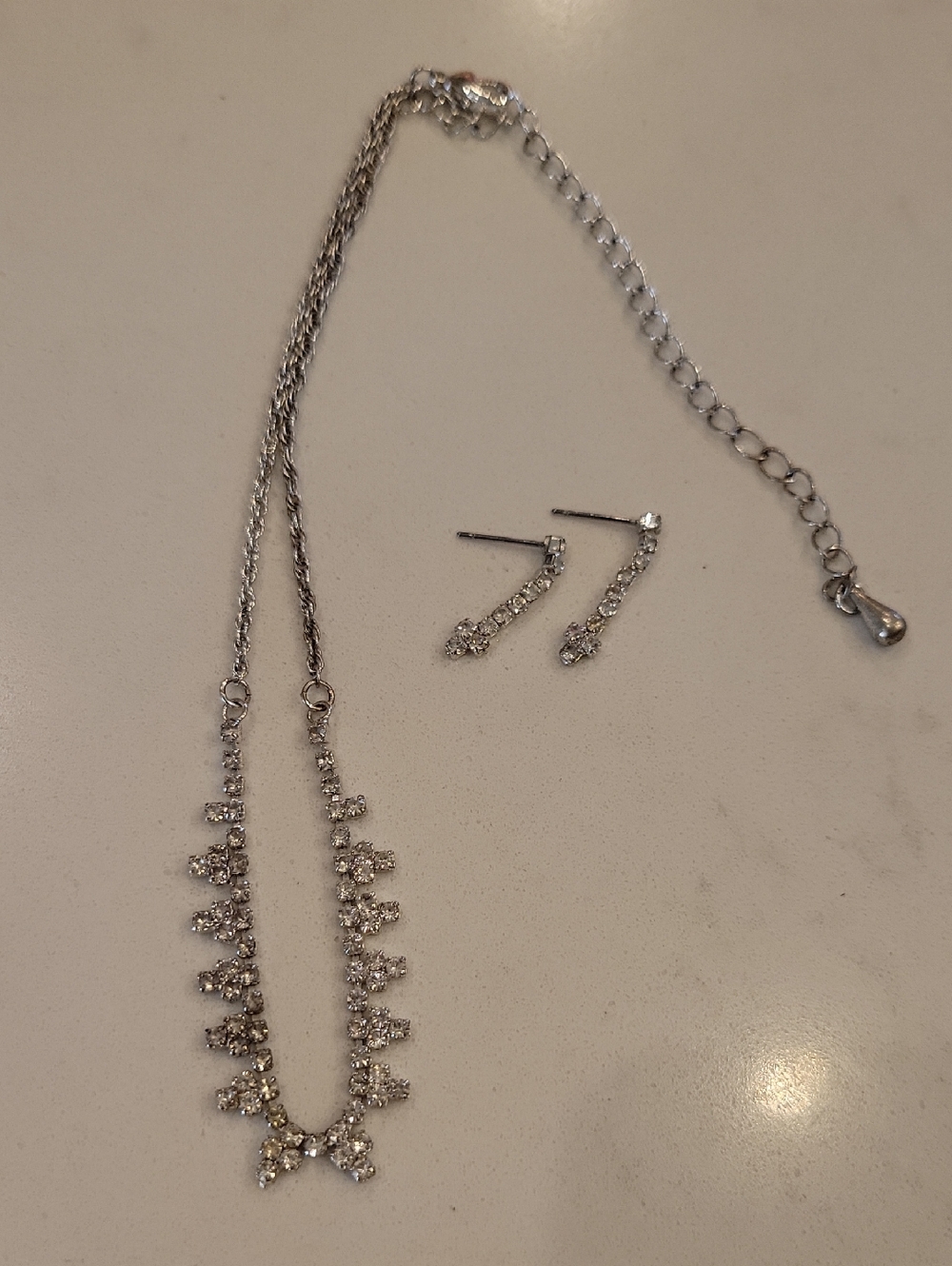 Vintage Cubic Necklace Cross Earring Set